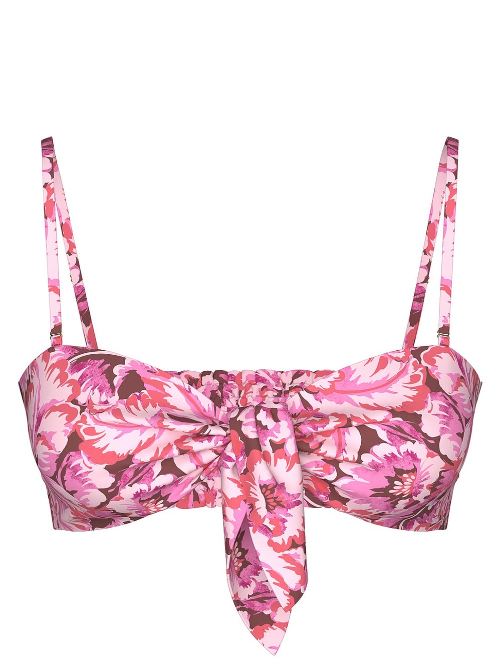 NWT Victorias Secret Floral Tie-Front Bikini Top in Pink and Brown